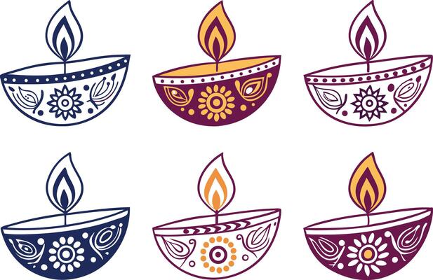 Unique Diwali Clipart Illustrations for Greeting Cards and Posters