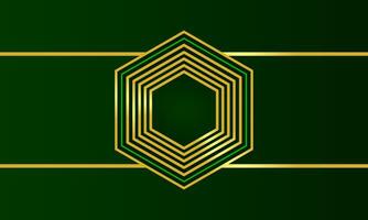 Green and gold hexagon design vector