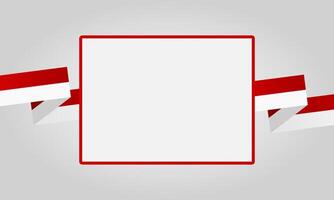 Flat red and white border design with blank space for Indonesia independence day vector