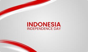 Elegant red white wave brush indonesia independence day background with soft gradient vector