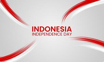 Modern abstract brush style indonesia independence day background with red white pattern vector