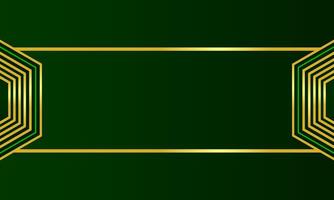 Luxury aesthetic abstract background with gold geometric frame and dark green theme vector