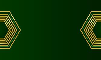 Luxury abstract aesthetic background with golden hexagonal lines on dark green vector