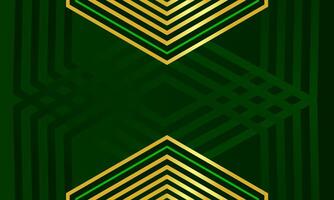 Luxury abstract background with dual golden hexagon accents on green aesthetic design vector