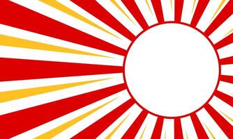 Abstract background with red and yellow rays radiating from large white circle center vector