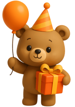 aniversário fofa Urso desenho animado png
