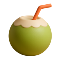 a coconut drink with a straw on top png