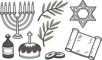 Traditional Hanukkah Elements Collection for Festive Use vector