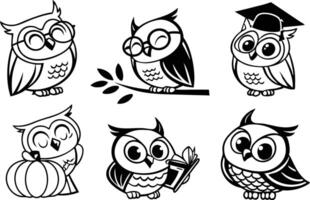 Unique Owl Clipart Collection with Smooth Silhouette Design vector