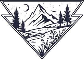 Surreal Landscape Badge Design for Fantasy Adventure Art vector