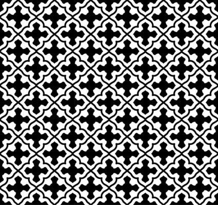 A black and white pattern with a cross design