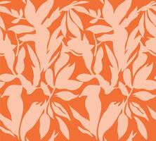 A pattern with orange leaves and birds on it vector