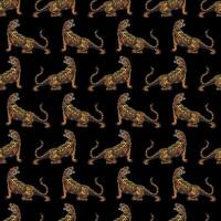 A pattern of lions on black background vector