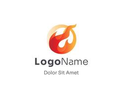 Circle fire with smooth gradient logo vector