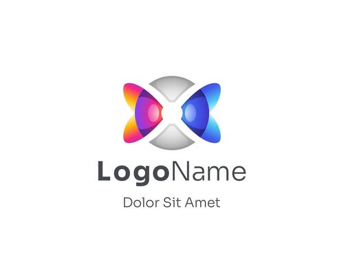 Colorful circle with negative infinity letter x logo