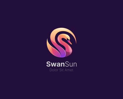 Colorful swan with smooth gradient logo