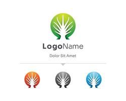 Colorful circle with negative tree logo variations vector