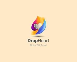 Colorful logo design for DropHeart vector
