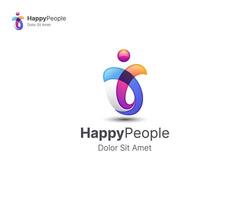 HappyPeople colorful logo design vector