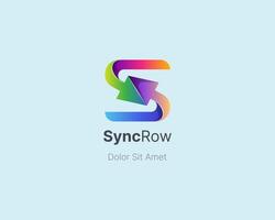Initial letter s with sync arrow logo gradient vector