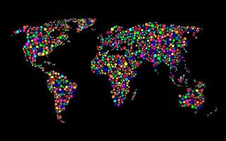 The world map is made up of colorful dots vector