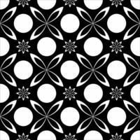 A black and white pattern with circles and flowers vector