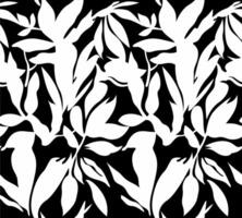 A black and white pattern with leaves vector