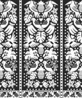 A black and white pattern with birds and flowers vector