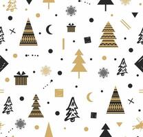 Christmas seamless pattern with trees and presents vector