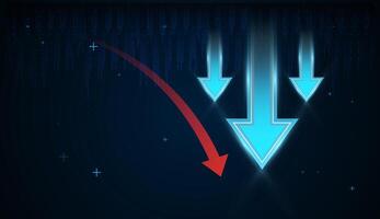 Moving down three arrows directed point falling down with Gradient realistic illustration, three blue arrows pointing down concept for digital illustration vector