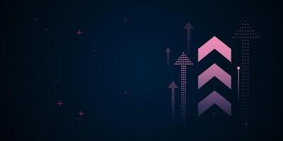The Rising arrow elements are layered and stylized with pixel and geometric patterns, enhancing a sense of momentum and success. illustration vector