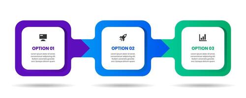 Square Infographic Element Design Templates with Icons and 3 Options. Suitable for Process Diagram, Presentations, Workflow Layout, Banner, Infographic vector