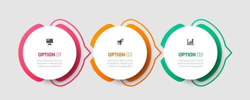 Infographic Label Design Template with Circle, Icons and 3 Options for Presentation vector