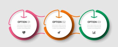 Business Infographic Template with Circle Label, Thin Line, 3 Options and Icon for Process Diagram, Presentations, Workflow Layout, Banner, Flow Chart, Infographic vector