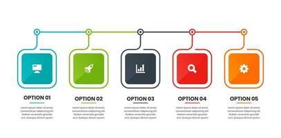 Timeline Infographic Element with Icons and 5 Options. Suitable for Process Diagram, Presentations, Workflow Layout, Banner, Flow Chart vector