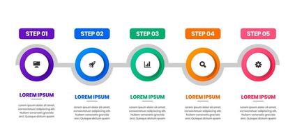 Timeline Infographic Element Templates with Icons and 5 Step. Suitable for Process Diagram, Workflow Layout, Banner, Flow Chart, Infographic vector