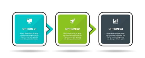 Square Infographic Element Templates with Icons and 3 Options. Suitable for Process Diagram, Presentations, Workflow Layout, Banner, Flow Chart vector