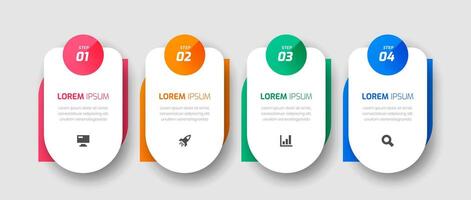 Business Infographic with Rectangle Label, Abstract Design, 4 Steps and Icon for Presentation vector