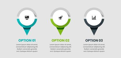 Pin Infographic Element Design Templates with Icons and 3 Options. Suitable for Process Diagram, Presentations, Workflow Layout, Banner, Infographic vector