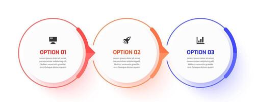 Business Infographic Thin Line Process with Icons and 3 Option. Suitable for Process Diagram, Presentations, Workflow Layout Flow Chart, Infographic vector