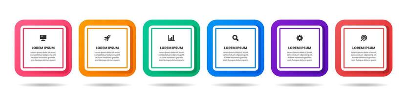 Label Infographic Element Design Templates with Icons and 6 Options. Suitable for Process Diagram, Presentations, Workflow Layout, Infographic vector