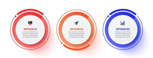 Business Infographic Design with Circle Label, Icon and 3 Option. Suitable for Workflow, Diagram, Presentation vector