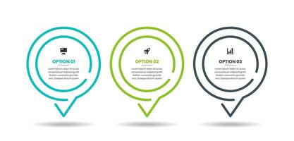 Line Infographic Element Design Templates with Icons and 3 Options. Suitable for Process Diagram, Presentations, Banner, Flow Chart vector