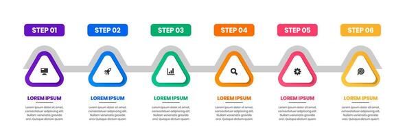 Infographic Element Templates with Icons and 6 Steps. Suitable for Process Diagram, Presentations, Workflow Layout, Banner, Infographic vector
