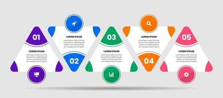 Triangle Infographic Element Design Templates with Icons and 5 Number. Suitable for Process Diagram, Presentations, Banner, Flow Chart, Infographic vector