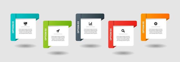 Square Infographic Element Templates with Icons and 6 Options. Suitable for Process Diagram, Presentations, Workflow Layout, Banner, Flow Chart vector