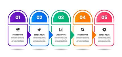 Abstract Infographic Element Templates with Icons and 5 Number. Suitable for Process Diagram, Presentations, Workflow Layout, Banner, Flow Chart, Infographic vector