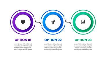 Circle Infographic Design Templates with Icons and 3 Options. Suitable for Process Diagram, Presentations, Workflow Layout, Banner, Flow Chart vector