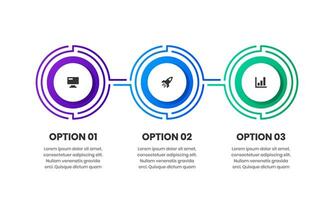Timeline Circle Infographic Element Design Templates with Icons and 3 Options. Suitable for Process Diagram, Presentations, Workflow Layout, Banner, Infographic vector