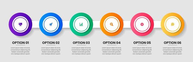 Timeline Infographic Element Design Templates with Icons and 6 Options or Steps. Suitable for Presentations, Workflow Layout, Banner, Flow Chart, Infographic vector